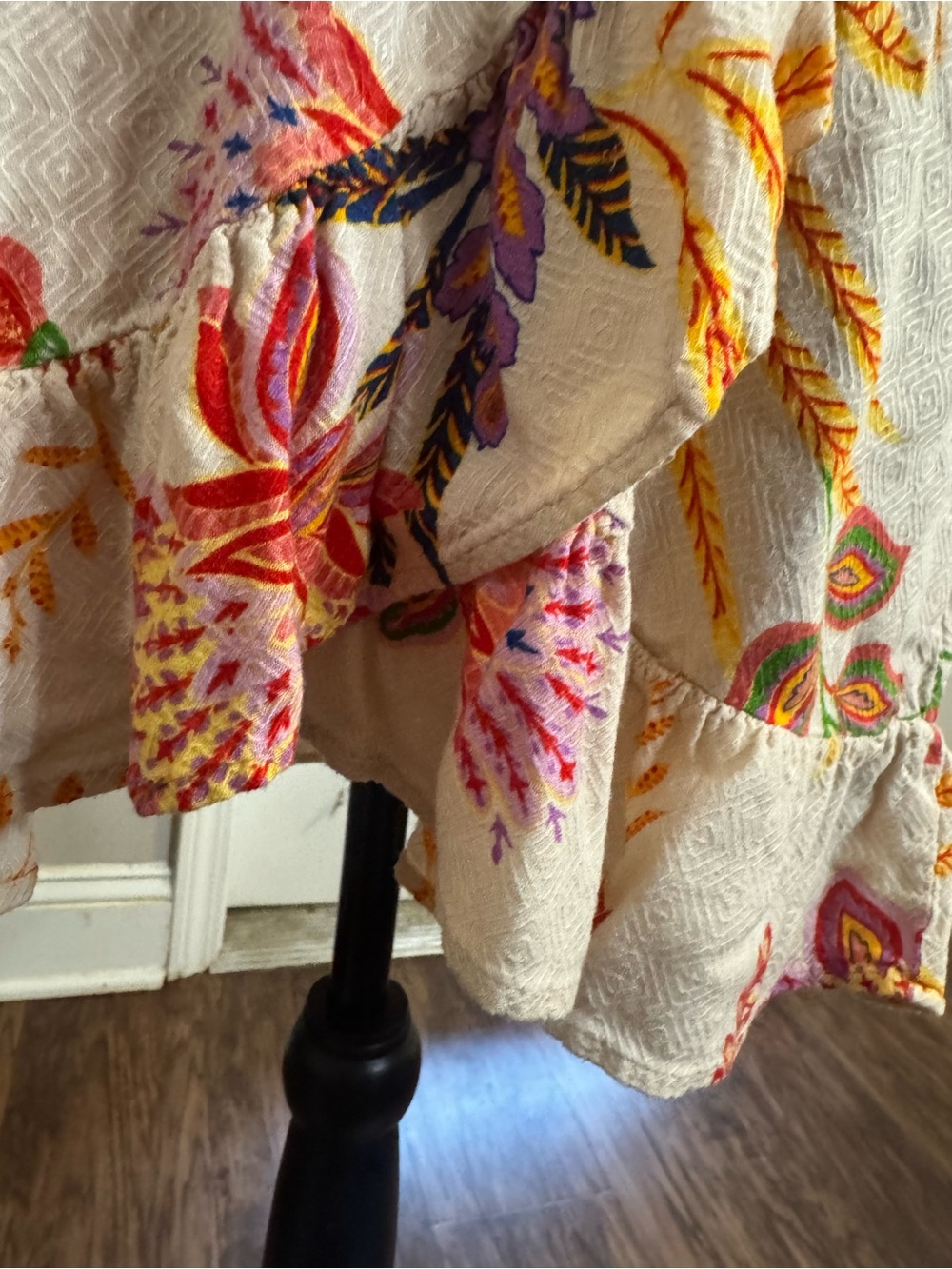 blue island Cream Floral Tie-Waist Swim Coverup - Picture 10 of 12
